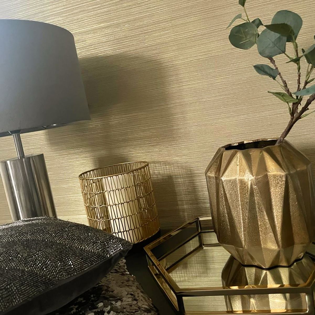 Amara Metallic Texture Wallpaper - Gold - Belgravia - 7394 - Premier Wallcovering
