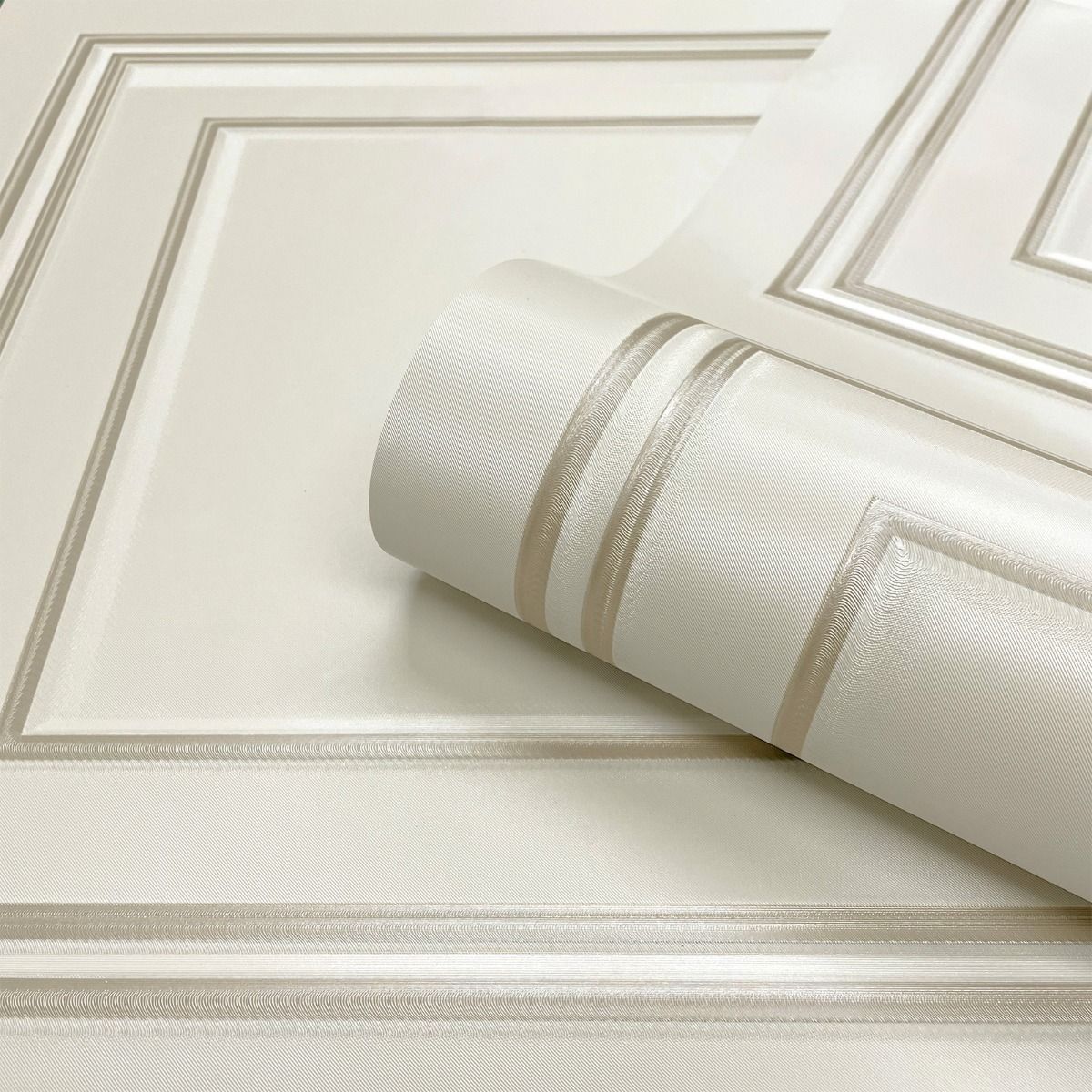 Amara Panel Vinyl Wallpaper - Cream / Soft Gold - Belgravia - 7389 - Premier Wallcovering