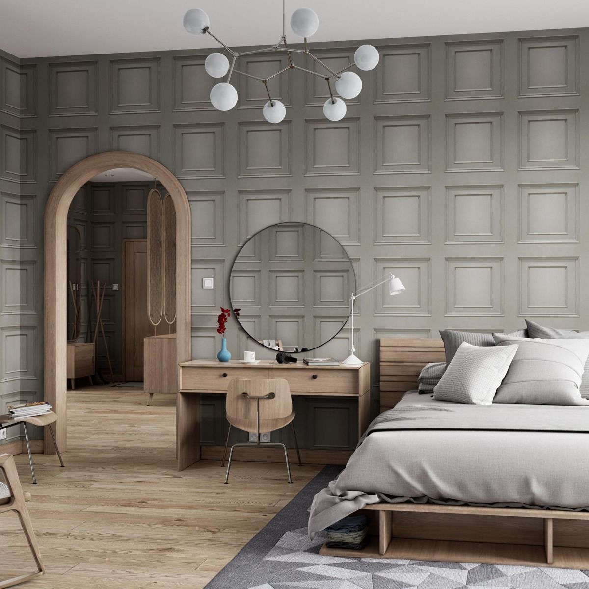 Amara Panel Vinyl Wallpaper - Silver - Belgravia - 7374 - Premier Wallcovering