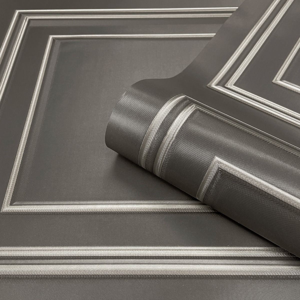 Amara Panel Vinyl Wallpaper - Silver / Gunmetal - Belgravia - 7390 - Premier Wallcovering