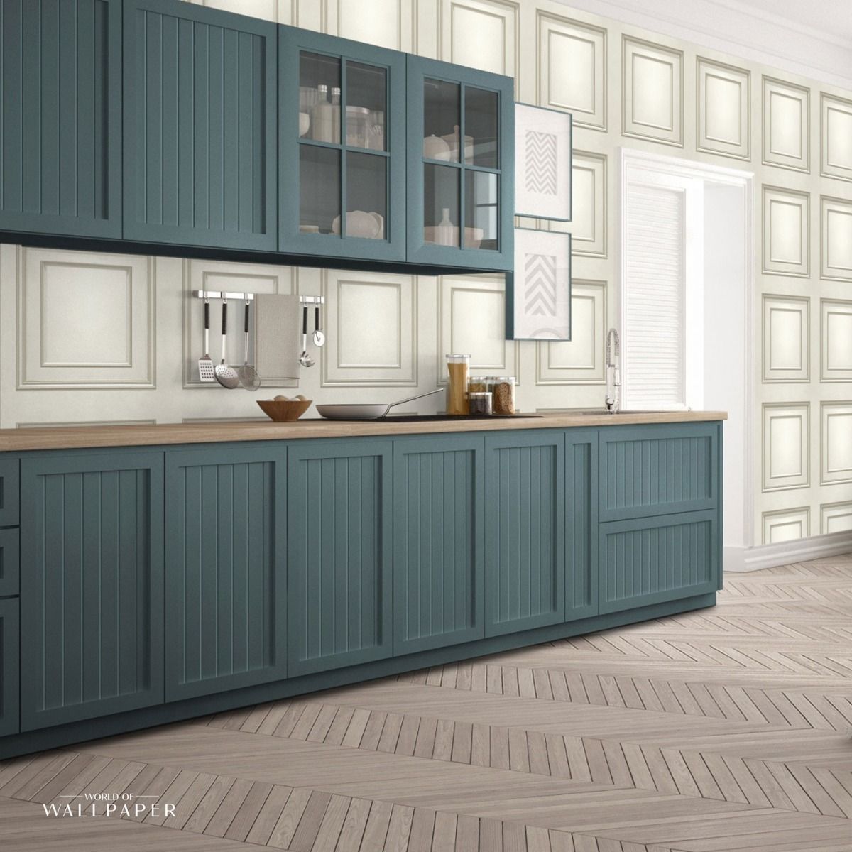 Amara Panel Vinyl Wallpaper - Cream / Soft Gold - Belgravia - 7389 - Premier Wallcovering