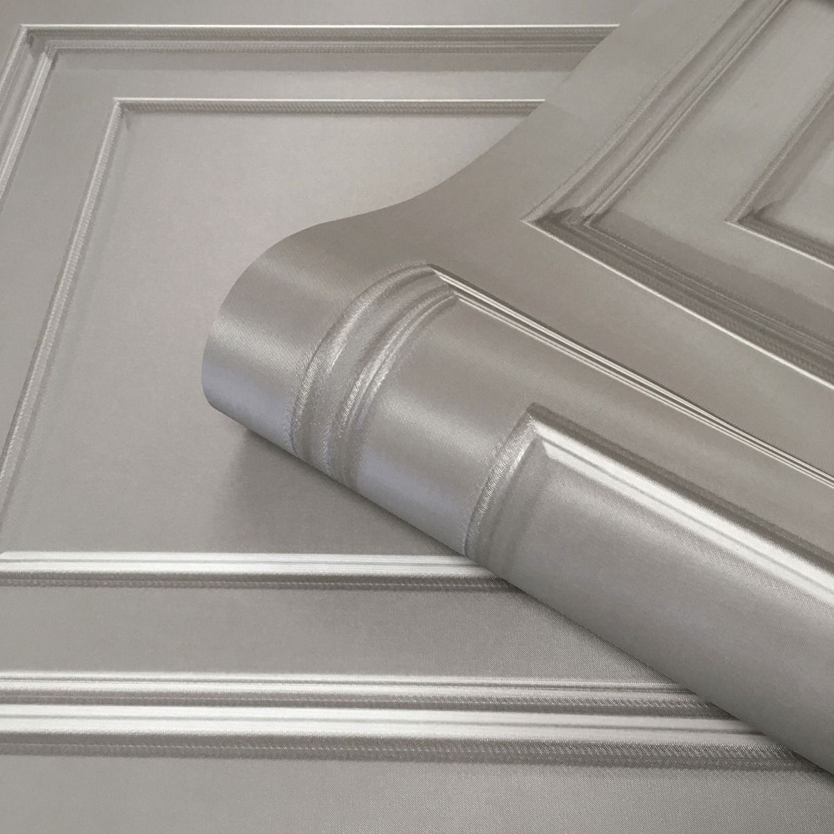 Amara Panel Vinyl Wallpaper - Silver - Belgravia - 7374 - Premier Wallcovering