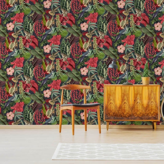 Amazon Monkeys Tropical Floral Wallpaper - Multi - Grandeco - JF2201 - Premier Wallcovering