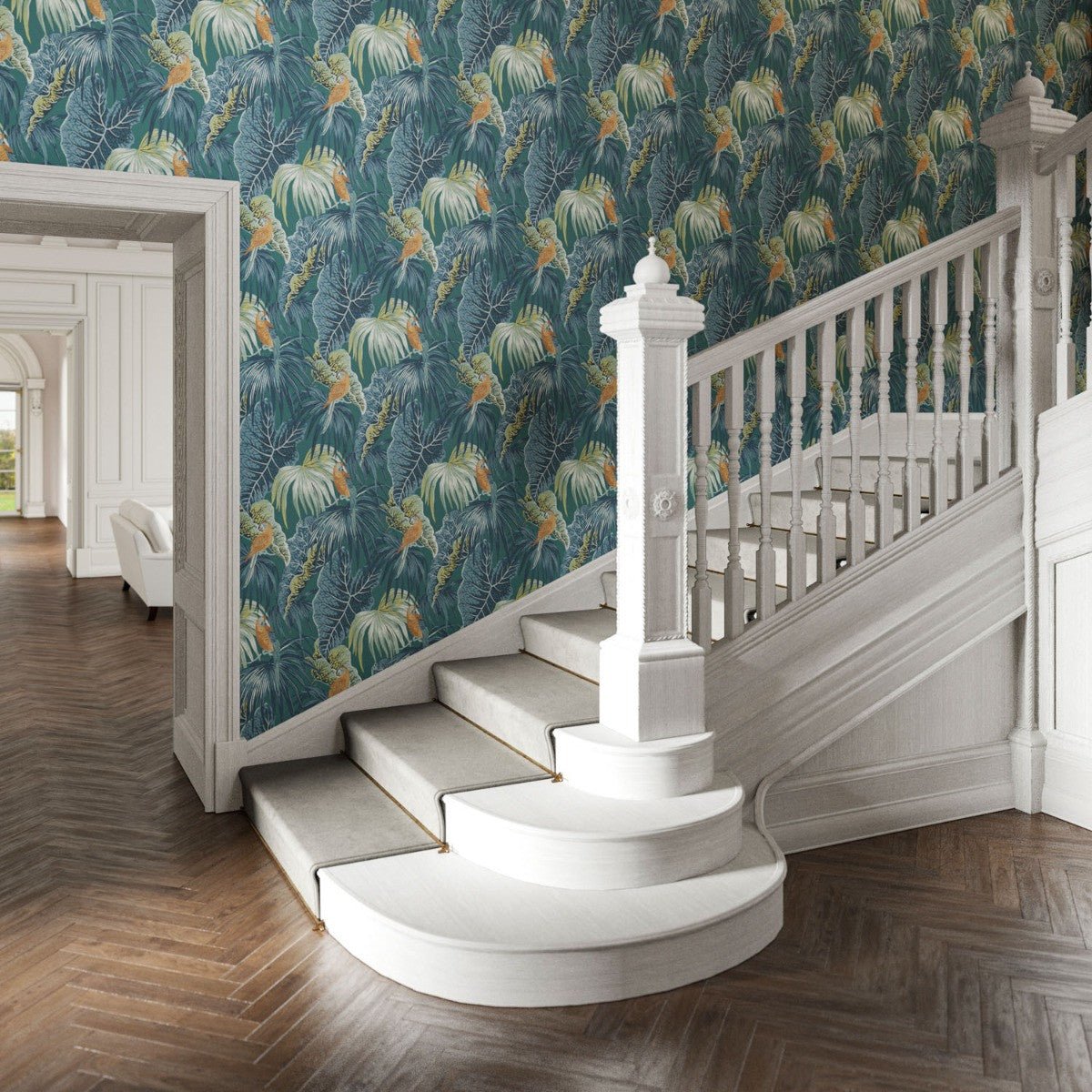 Amazon Wallpaper - Teal - Warner House - Premier Wallcovering