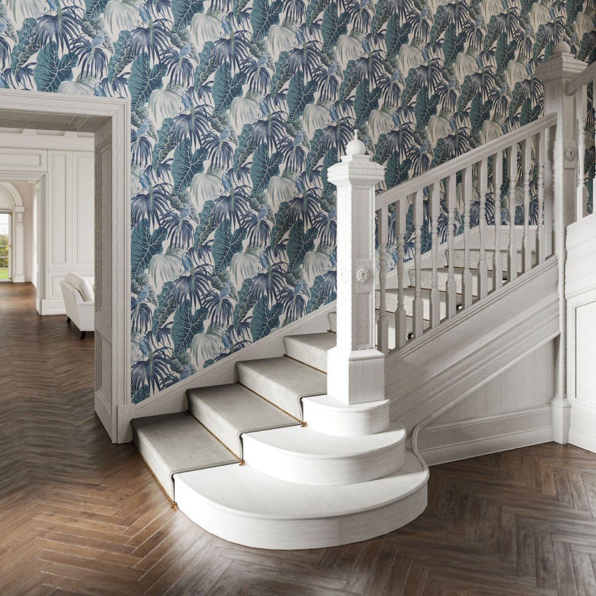 Amazon Wallpaper - Blue - Warner House - Premier Wallcovering