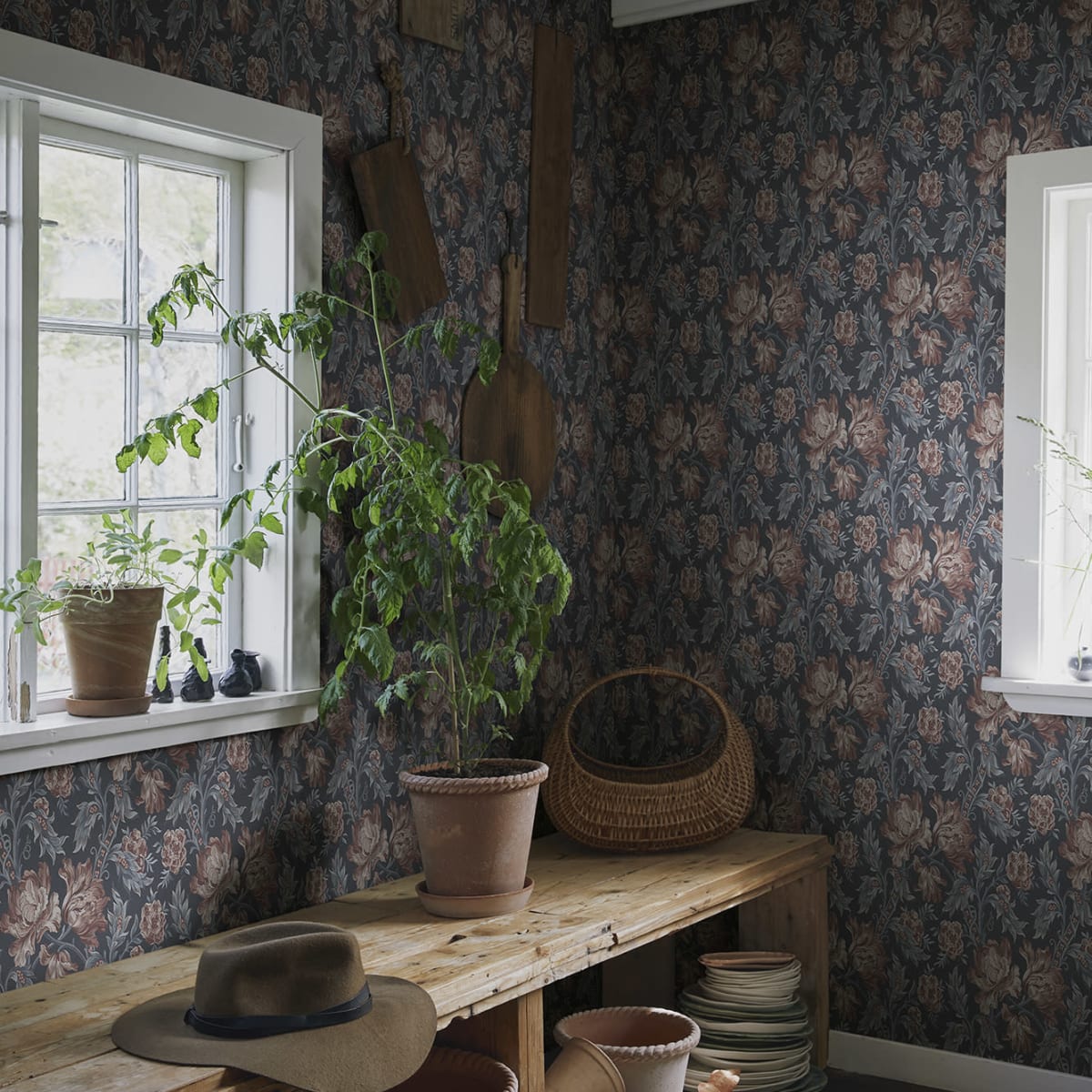 Amelia Wallpaper - Indigo Blue - Sandberg - S10253 - Premier Wallcovering