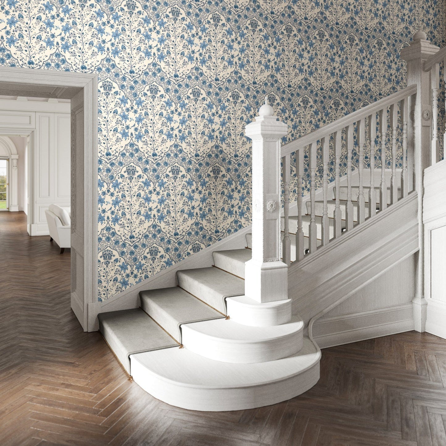 Amoli Wallpaper - Indigo - Warner House - Premier Wallcovering