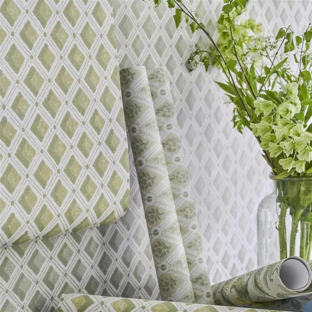 Amsee Geometric Wallpaper - Lichen - English Heritage - PEH0002/04 - Premier Wallcovering