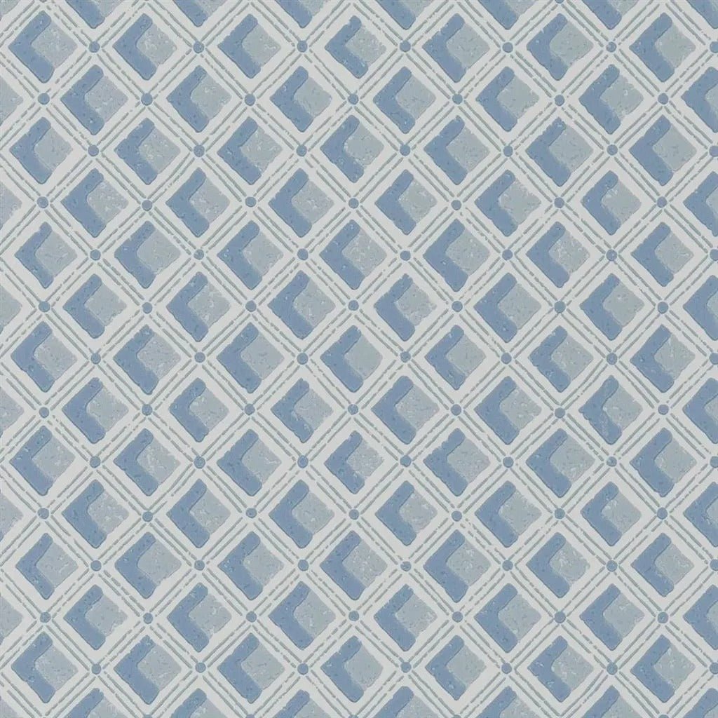 Amsee Geometric Wallpaper - Slate Blue - English Heritage - PEH0002/07 - Premier Wallcovering