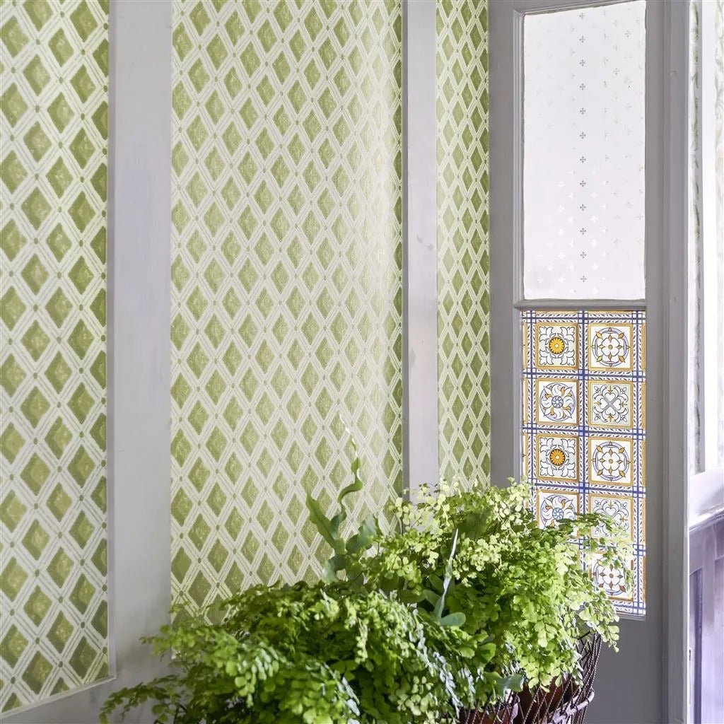 Amsee Geometric Wallpaper - Moss - English Heritage - PEH0002/05 - Premier Wallcovering