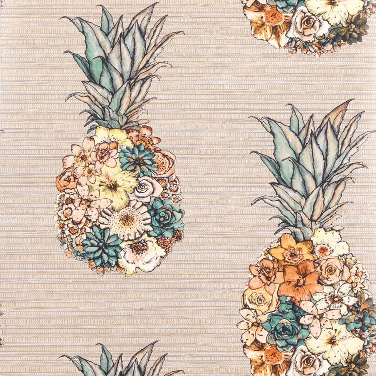 Ananas Wallpaper - Terracotta/ Lemon/ Grass - Matthew Williamson - W7266-02 - Premier Wallcovering