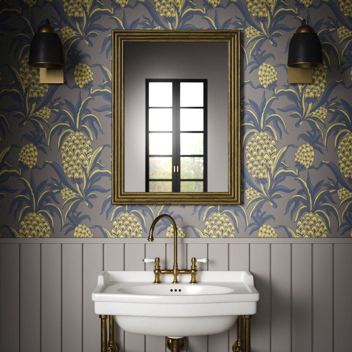Ananas Wallpaper - Charcoal - Warner House - Premier Wallcovering