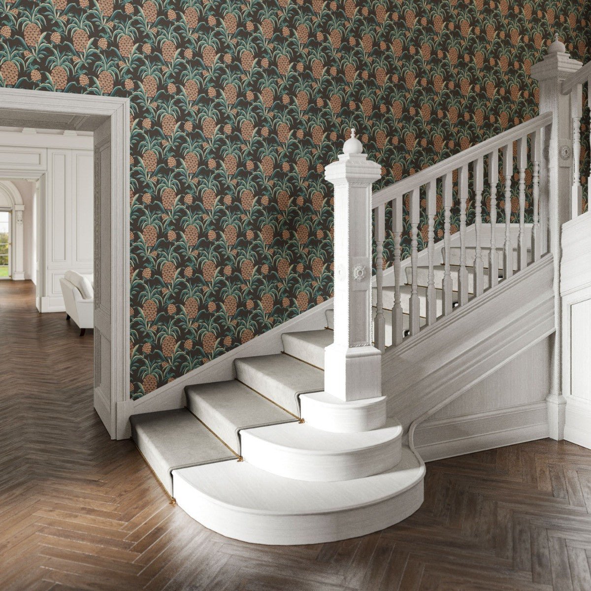 Ananas Wallpaper - Coral - Warner House - Premier Wallcovering