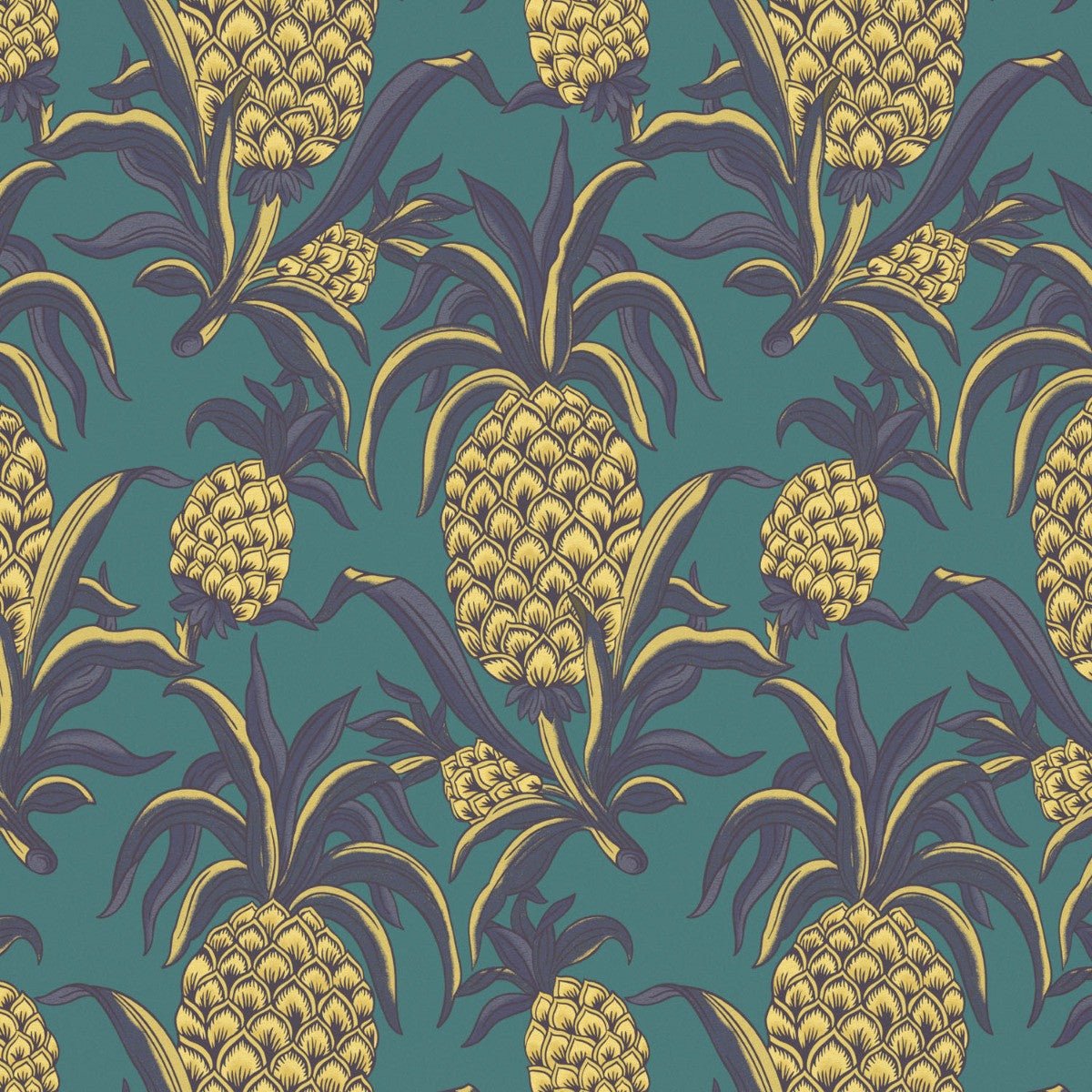 Ananas Wallpaper - Teal - Warner House - Premier Wallcovering