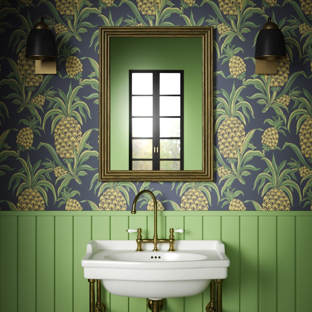 Ananas Wallpaper - Navy - Warner House - Premier Wallcovering
