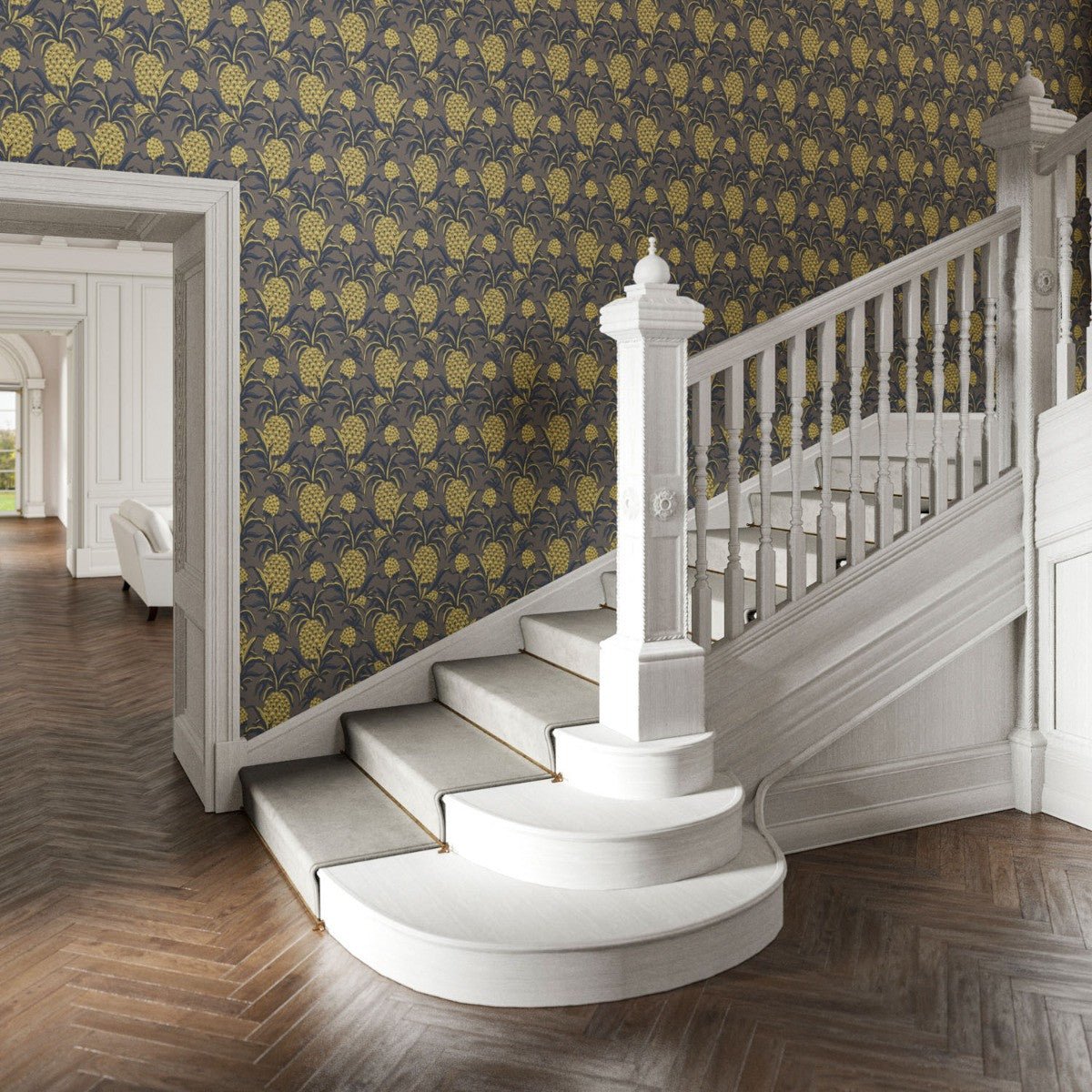 Ananas Wallpaper - Charcoal - Warner House - Premier Wallcovering