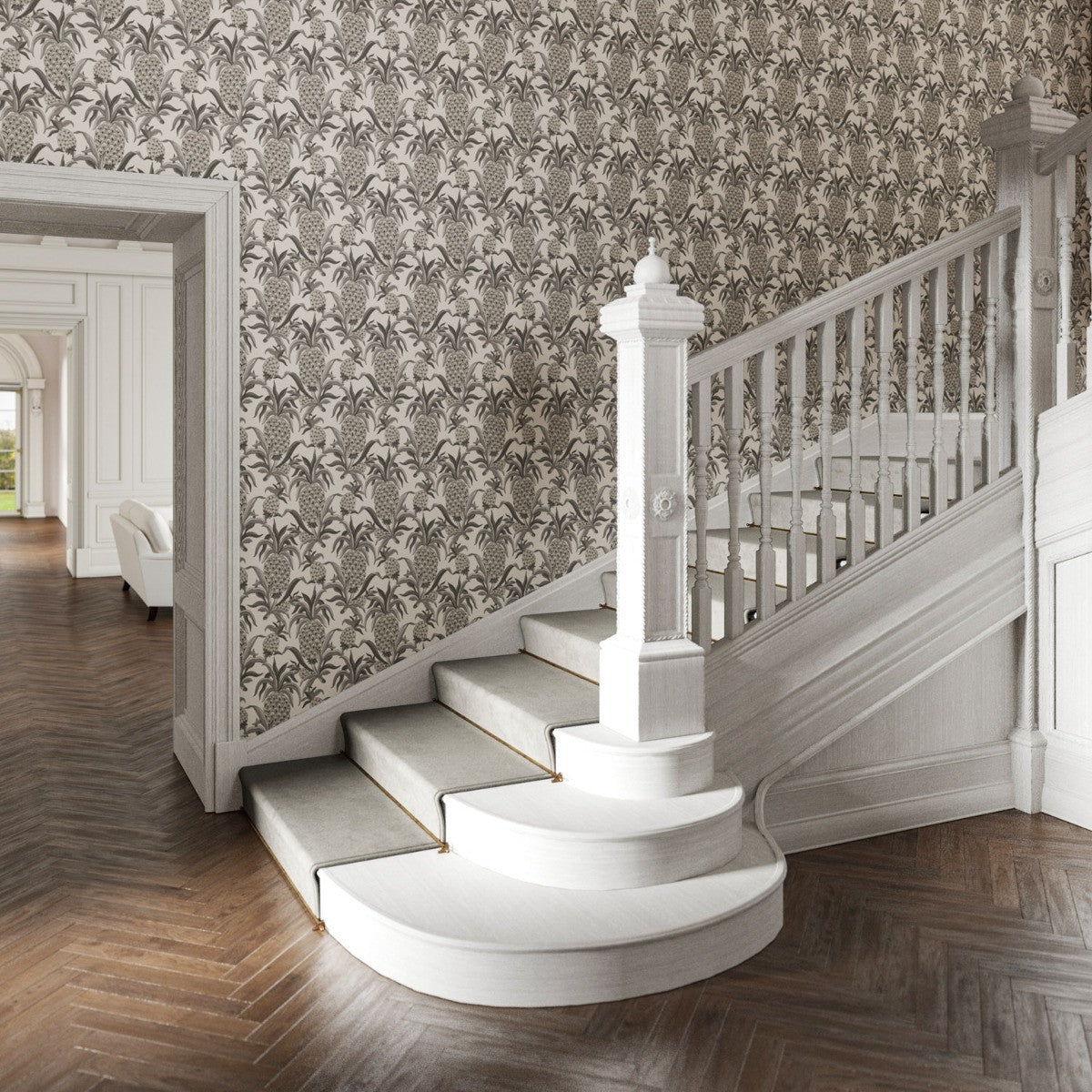 Ananas Wallpaper - Natural - Warner House - Premier Wallcovering