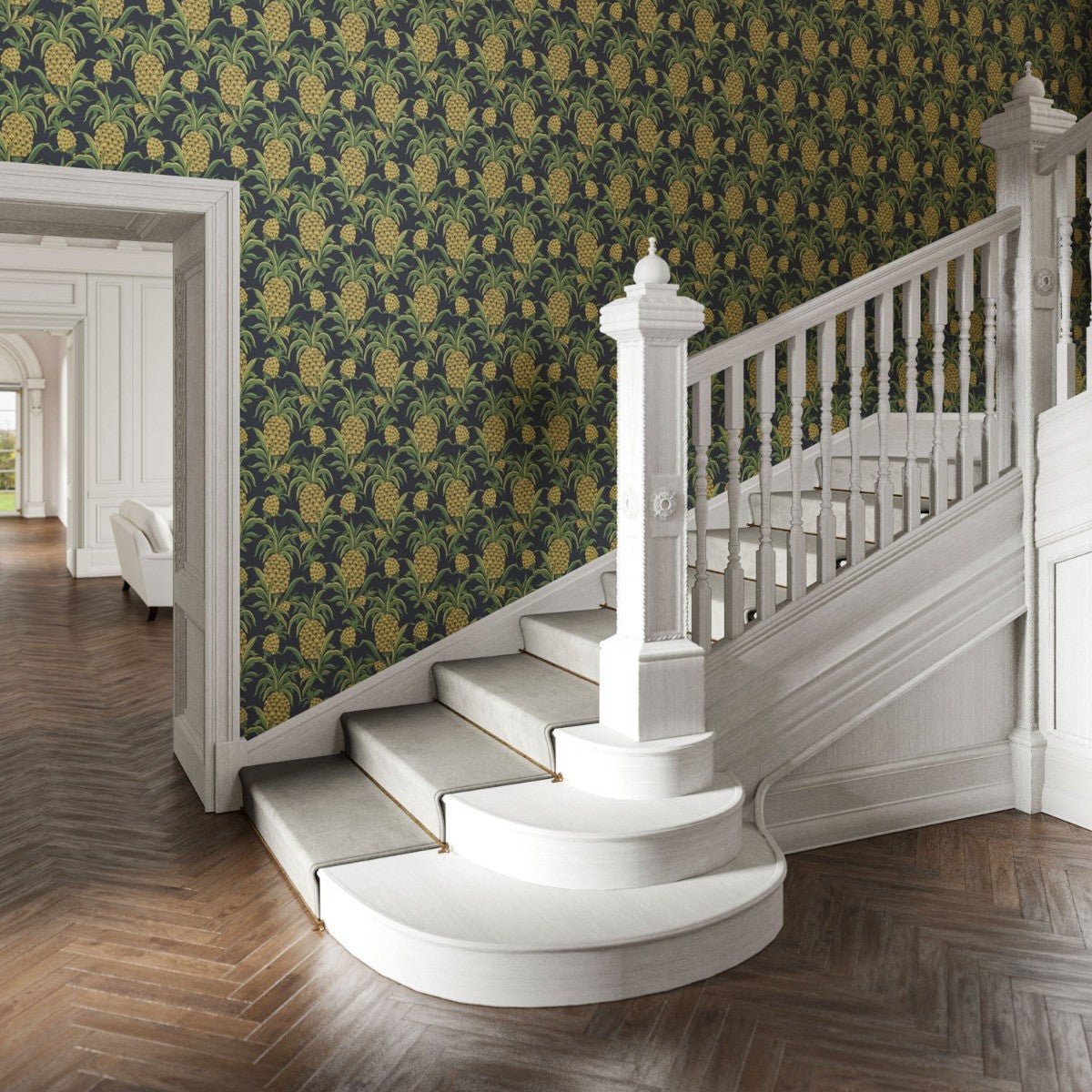 Ananas Wallpaper - Navy - Warner House - Premier Wallcovering