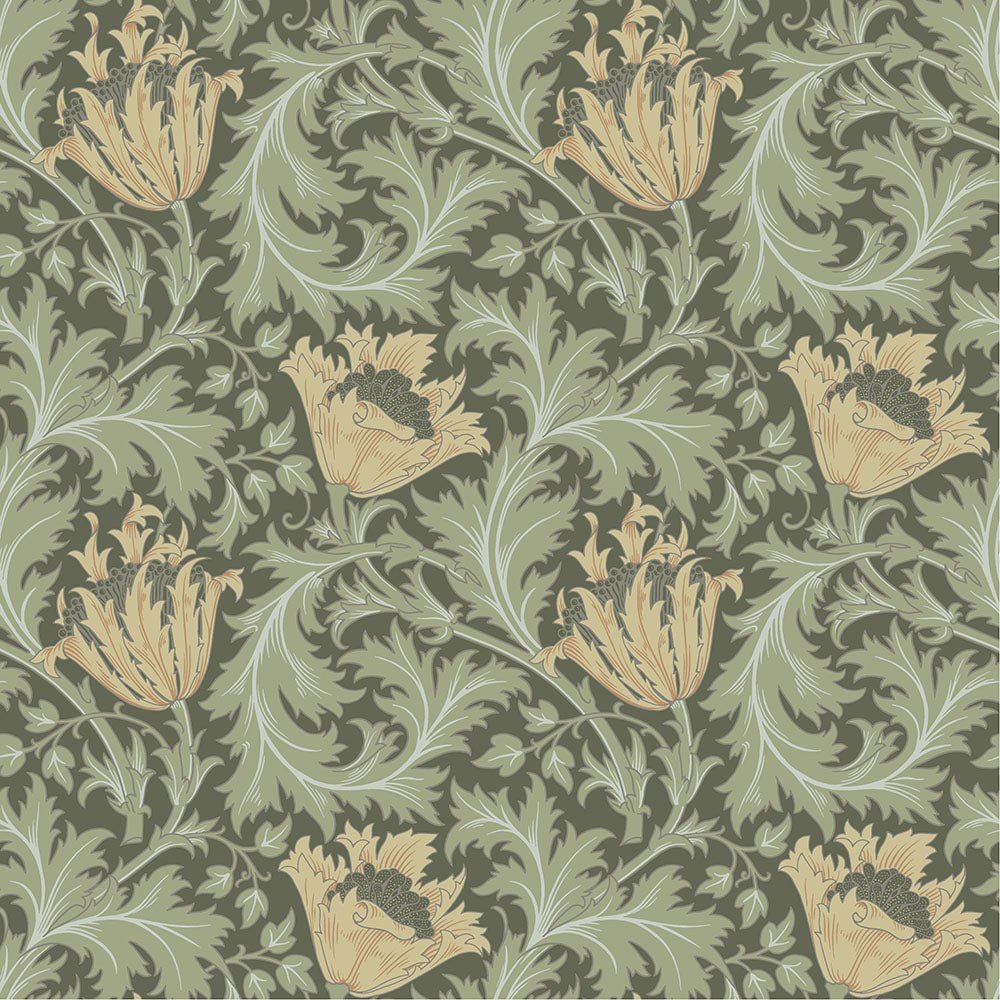 Anemone Wallpaper - Green Yellow - Midbec - 82004 - Premier Wallcovering