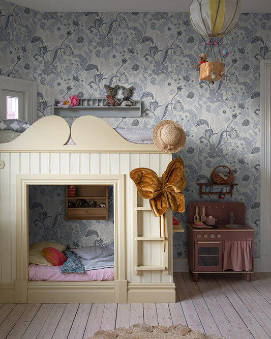 Anemone Wallpaper - Blue & Gray - Midbec - 44101 - Premier Wallcovering