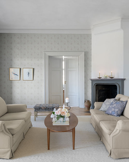 Anemone Wallpaper - White Beige - Midbec - 82001 - Premier Wallcovering