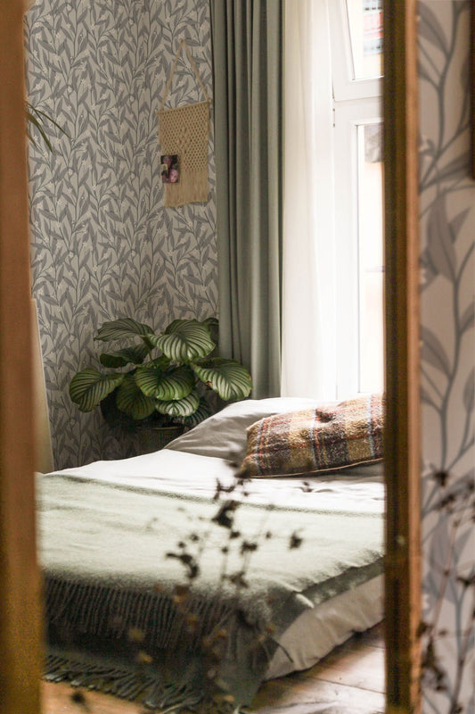 Anemone Wallpaper - Blue Grey - Summer Gray - Premier Wallcovering