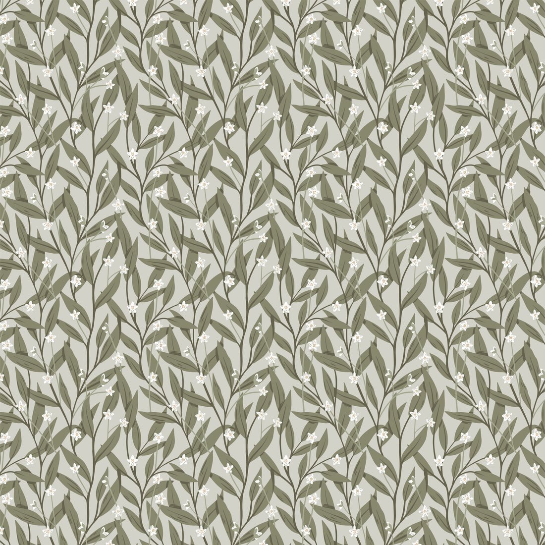 Anemone Wallpaper - Dark Green - Summer Gray - Premier Wallcovering