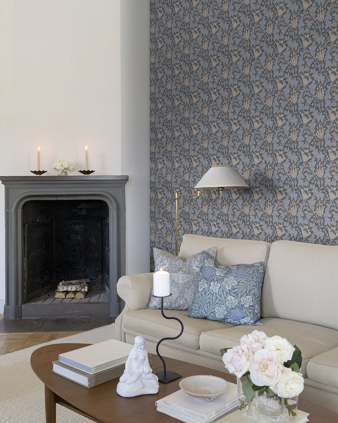 Anemone Wallpaper - Blue Red - Midbec - 82006 - Premier Wallcovering