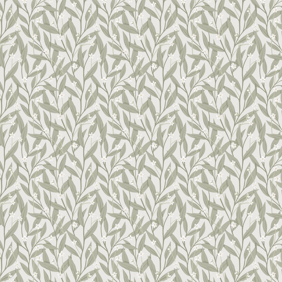 Anemone Wallpaper - Light Green - Summer Gray - Premier Wallcovering