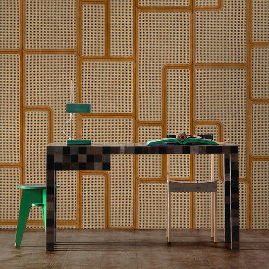 Angle Webbing Wallpaper - Oak - NLXL - VOS - 04 - Premier Wallcovering