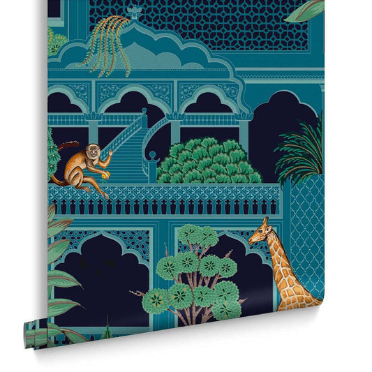 Animahal Wallpaper - Navy - Graham & Brown - 119686 - Premier Wallcovering