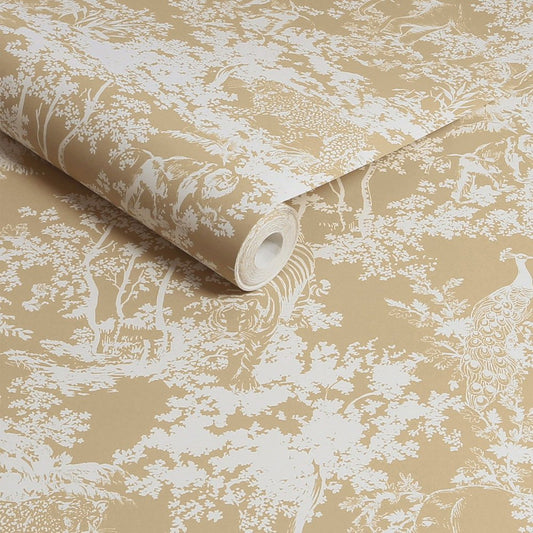 Animal Forest Wallpaper - Gold - Joules - 128947 - Premier Wallcovering
