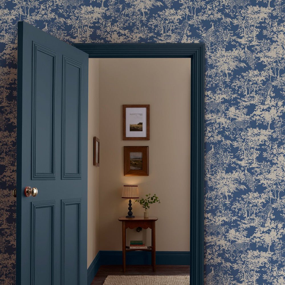 Animal Forest Wallpaper - Blue - Joules - 128950 - Premier Wallcovering