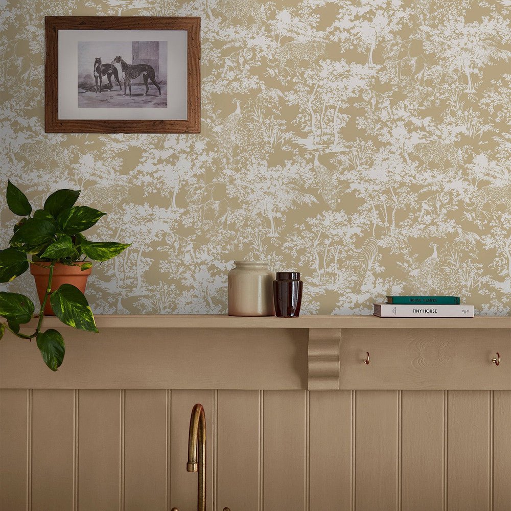 Animal Forest Wallpaper - Gold - Joules - 128947 - Premier Wallcovering