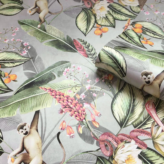 Animal Garden Floral Wallpaper - Grey - Belgravia - 5500 - Premier Wallcovering