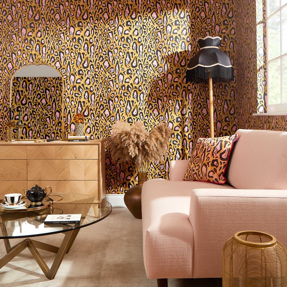 Animal Instinct Wallpaper - Ochre & Pink - Lust Home - LH900399 - Premier Wallcovering