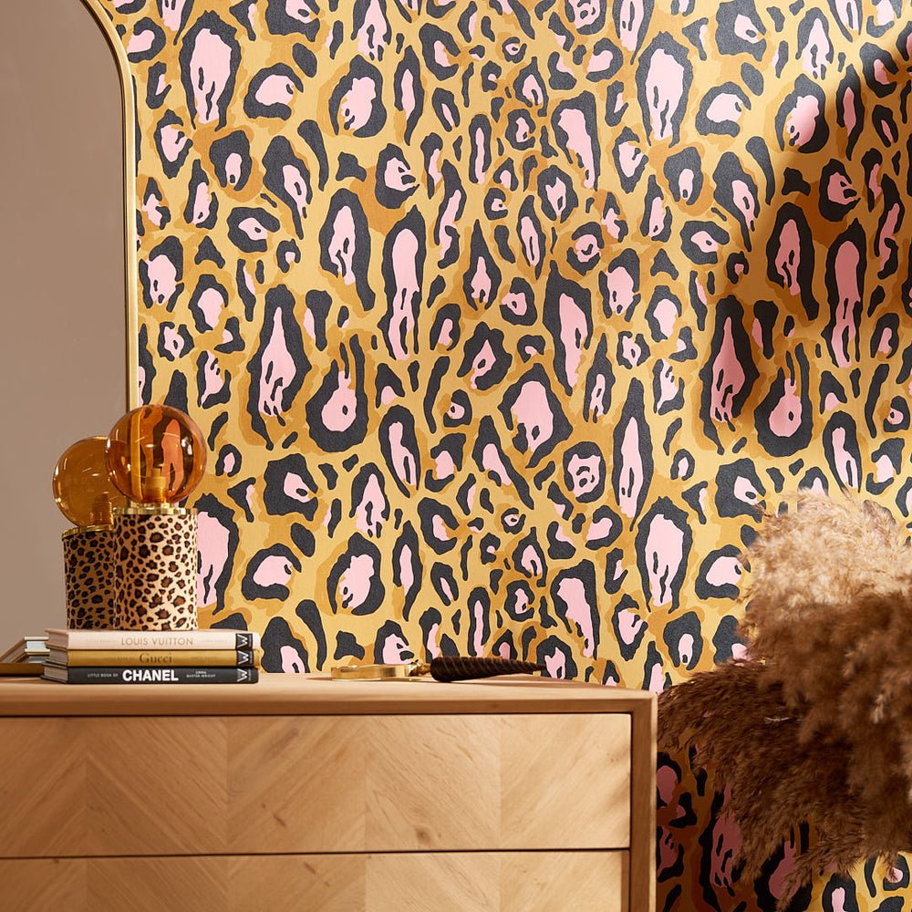 Animal Instinct Wallpaper - Ochre & Pink - Lust Home - LH900399 - Premier Wallcovering