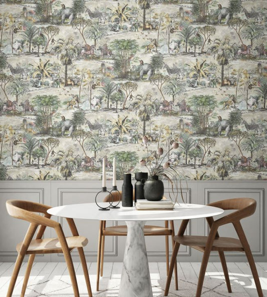 Animal Islands Wallpaper - Bamboo Green - Brand McKenzie - BMTD001/04A - Premier Wallcovering