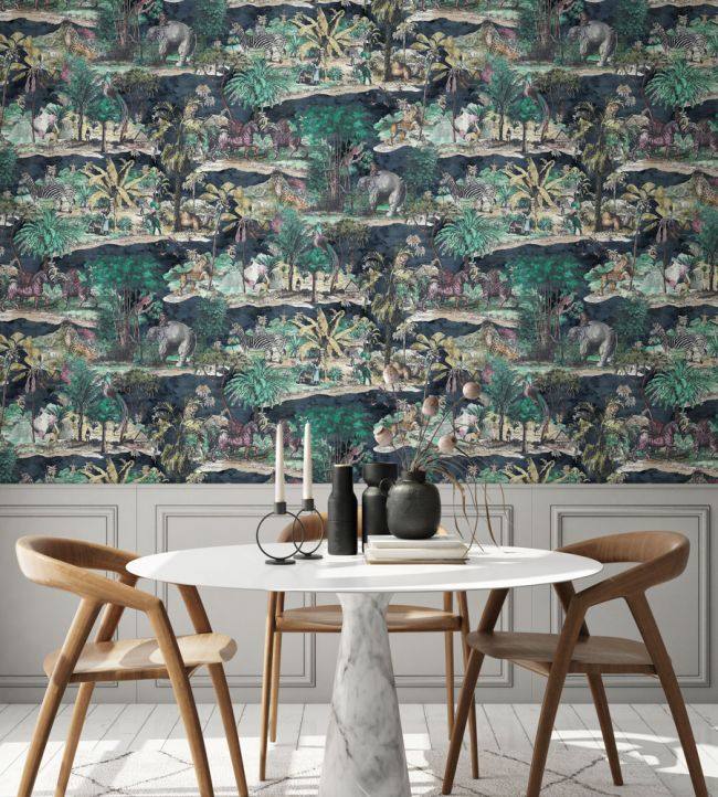 Animal Islands Wallpaper - Midnight Blue - Brand McKenzie - BMTD001/04B - Premier Wallcovering