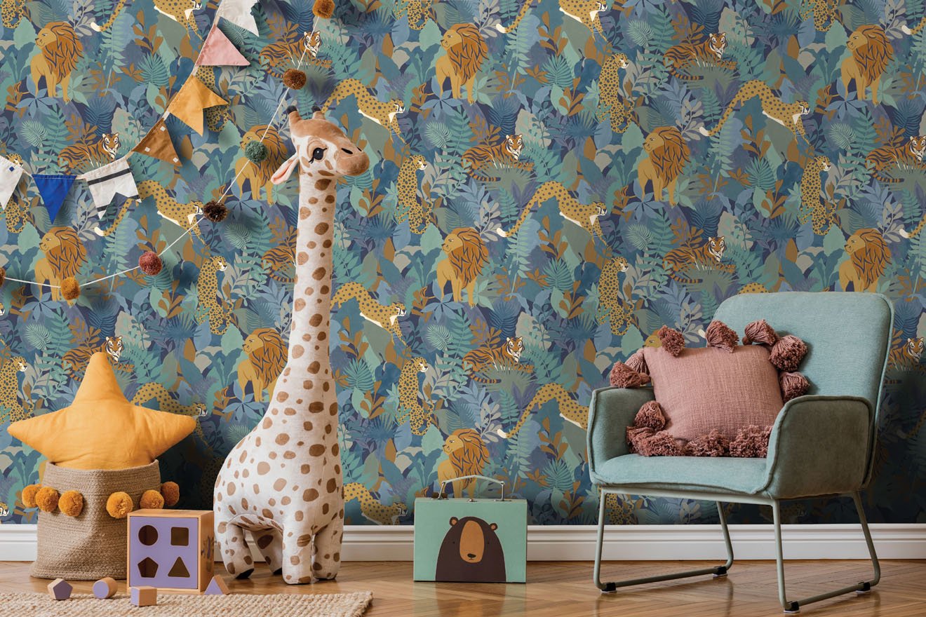 Animal Kingdom Wallpaper - Blue - Holden Décor - 13073 - Premier Wallcovering