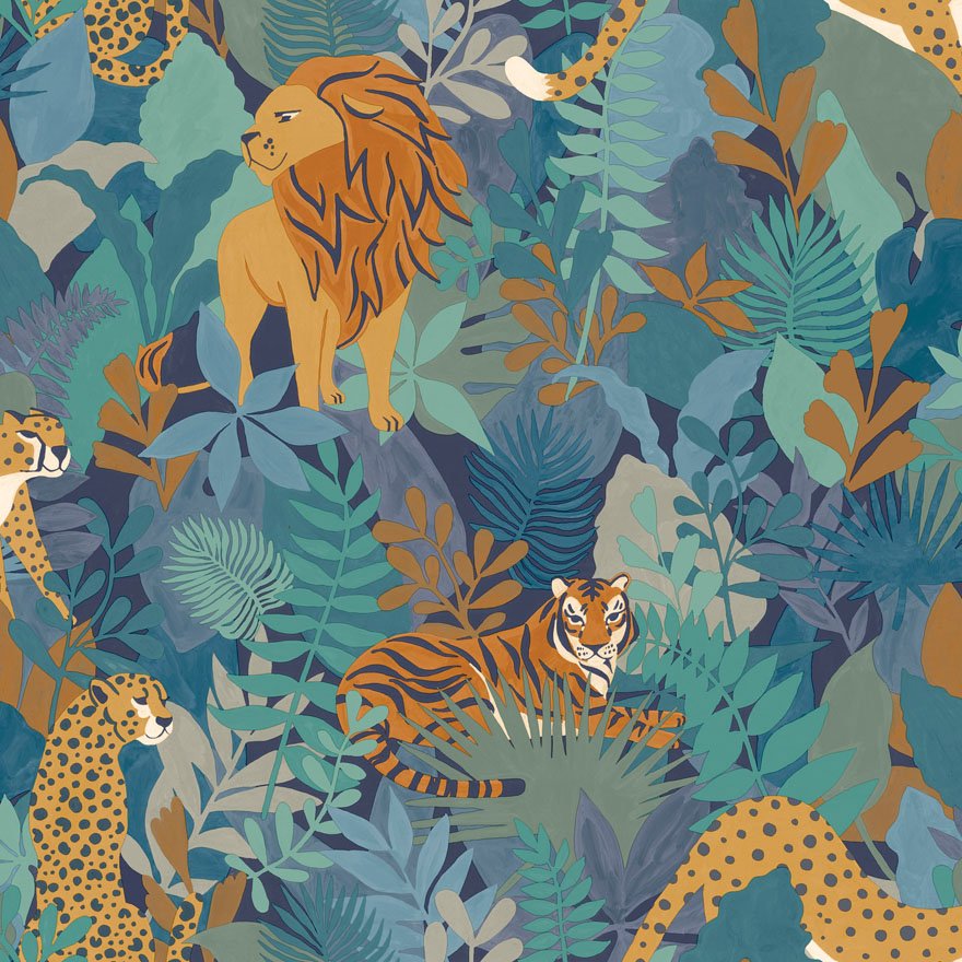 Animal Kingdom Wallpaper - Blue - Holden Décor - 13073 - Premier Wallcovering