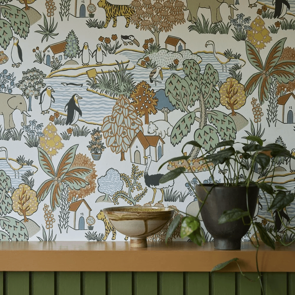 Animal Kingdom Wallpaper - Pea - Little Greene - 0231ANPEAZZ - Premier Wallcovering