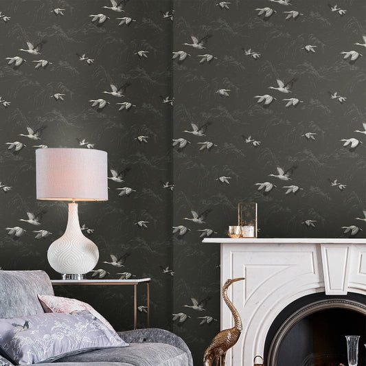 Animalia Wallpaper - Dark Steel - Laura Ashley - 113393 - Premier Wallcovering