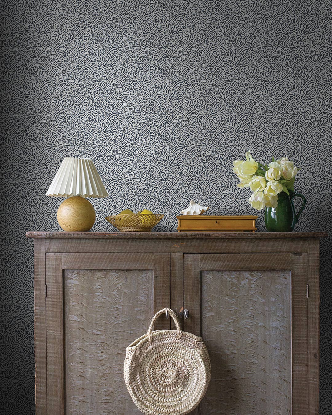 Anna Wallpaper - Dark Blue - Midbec - 55032 - Premier Wallcovering