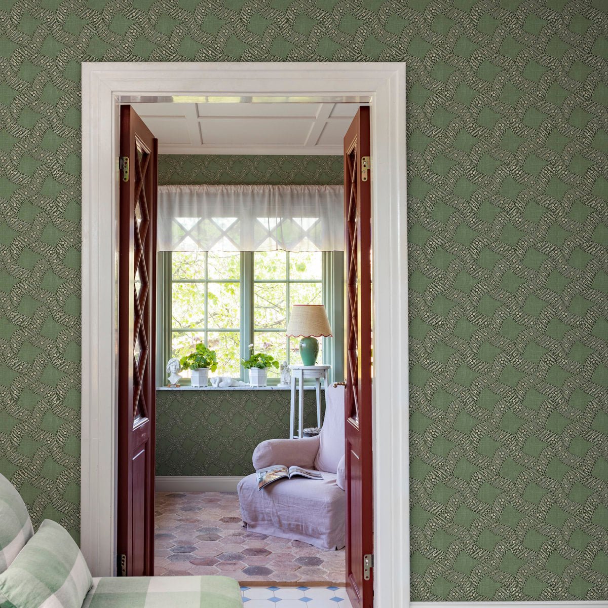 Annie Wallpaper - Green - Sandberg - S10822 - Premier Wallcovering