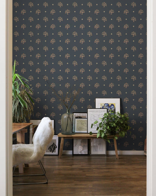 Annika Wallpaper - Night Sky - Summer Gray - Premier Wallcovering