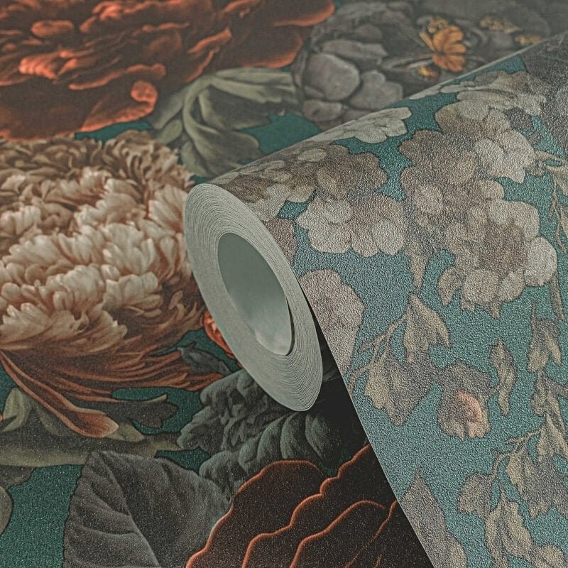 Antique Floral Wallpaper - Orange/Green - Michalsky Living - 39979-3 - Premier Wallcovering