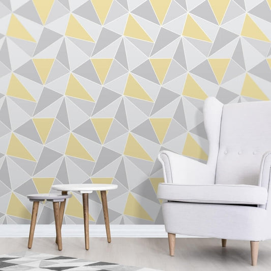 Apex Geo Wallpaper - Yellow/Grey - Fine Décor - FD41991 - Premier Wallcovering