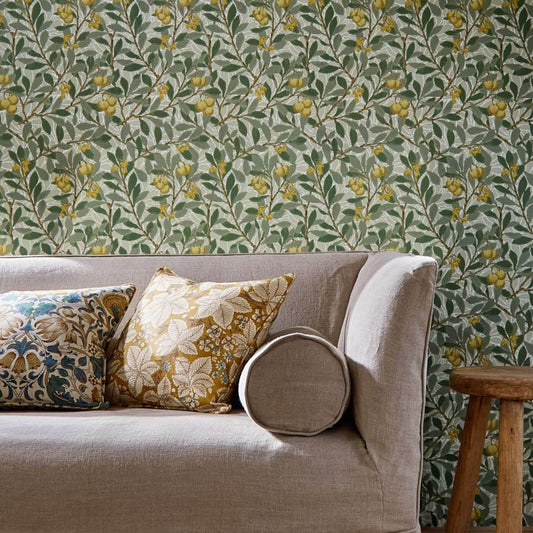 Arbutus Wallpaper - Sage/Lemon - 217356 - Morris & Co - Premier Wallcovering