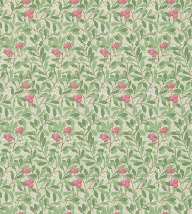 Arbutus Wallpaper - Olive/Pink - 214720 - Morris & Co - Premier Wallcovering